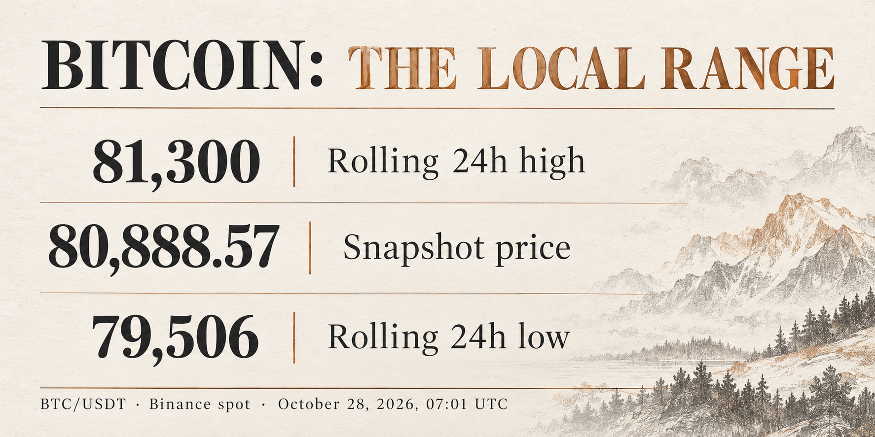 Bitcoin range reference showing the 81,300 rolling high, 80,888.57 snapshot price and 79,506 rolling low